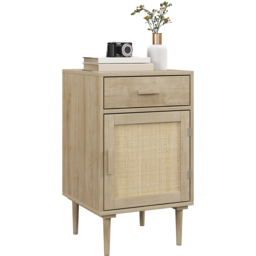 Portland Single Door Natural Rattan Bedside Cabinet - thumbnail 2