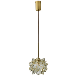 ValueLights Reine Clear Glass Shade Brushed Gold LED Ceiling Pendant Light - thumbnail 1