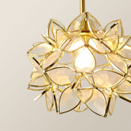 ValueLights Reine Clear Glass Shade Brushed Gold LED Ceiling Pendant Light - thumbnail 3