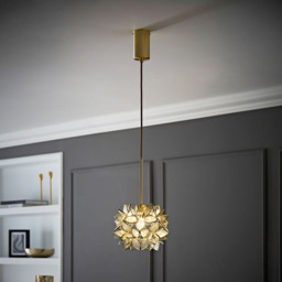 ValueLights Reine Clear Glass Shade Brushed Gold LED Ceiling Pendant Light - thumbnail 2
