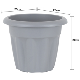 Wham Vista Upcycle Grey Recycled Plastic Round Planter 25cm 6 Pack - thumbnail 4