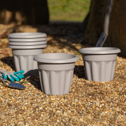Wham Vista Upcycle Grey Recycled Plastic Round Planter 25cm 6 Pack - thumbnail 2