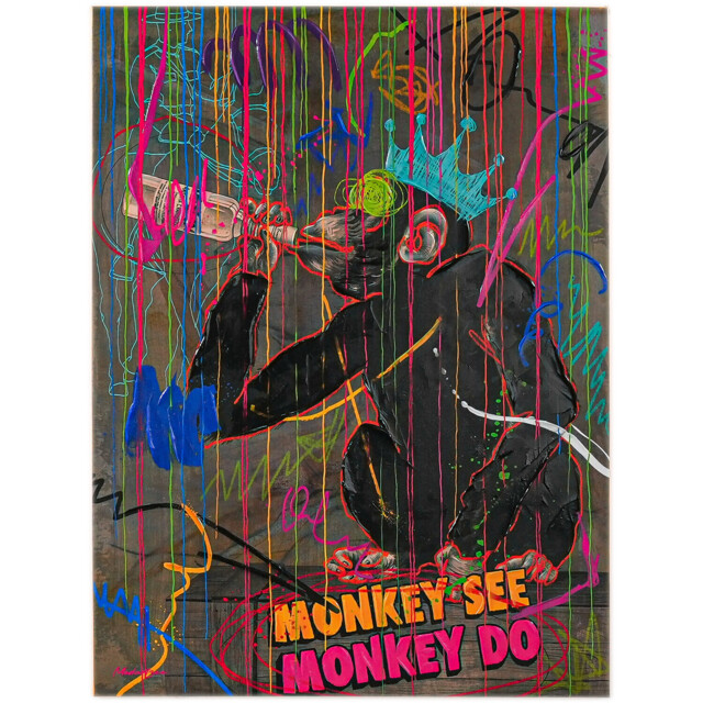 Monkey See Monkey Do Graffiti Canvas - image 1