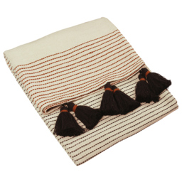 furn. Banda Pecan and Black Woven Tasselled Throw 125 x 150cm