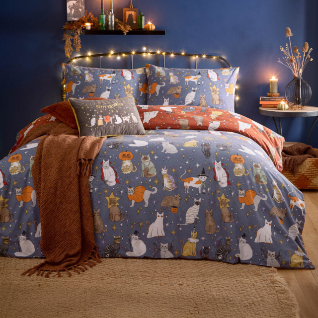 Furn Halloween Pawty Printed Double Reversible Duvet Set - image 1
