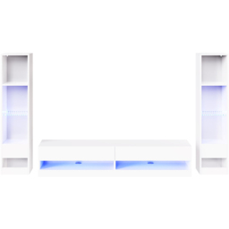 GFW Galicia 10 Shelf White Wall Mounted LED Full Media Set - thumbnail 2
