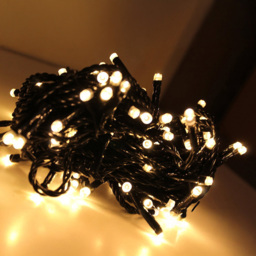 Best Artificial Mains Powered 200 Warm White LED Multi-Function Black String Light 20m