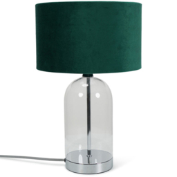 ValueLights Jessy Silver and Forest Green Velvet Shade Glass LED Table Lamp