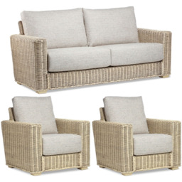 Desser Burford 5 Seater Blush Tweed Natural Rattan Sofa Set - thumbnail 2