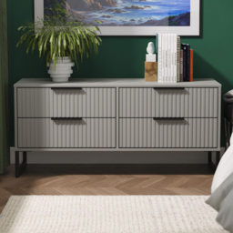 Crowndale Fluted 4 Drawer Dusk Grey Bed Box Ready Assembled - thumbnail 1