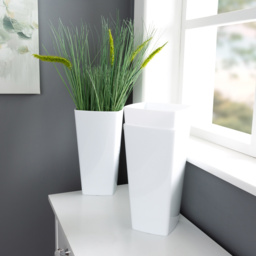 Wham Studio Ice White Tall Square Plastic Planter 16cm 3 Pack - thumbnail 2