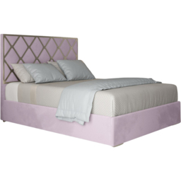 Tammy King Size Pink Soft Velvet Upholstered Metal Bed Frame with Panelled Headboard - thumbnail 2