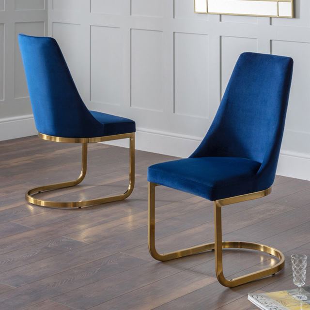 Julian Bowen Vittoria Cantilever Set of 2 Blue Dining Chairs - image 1