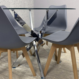 Kosy Koala Maya Tulip 4 Seater Round Glass Dining Set Grey - thumbnail 2