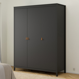 Florence Barcelona 3 Door Matt Black Wardrobe - thumbnail 1