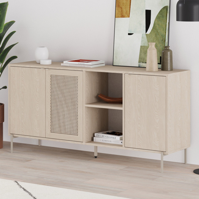 Decortie New Inca Pusula 3 Door 2 Shelf Sandstone Metal Sideboard - image 1