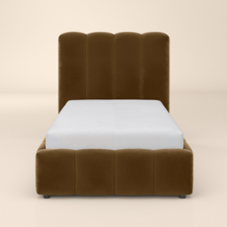 SOLACE+CO Emilie Brown Single Velvet Ribbed Ottoman Bed - thumbnail 3