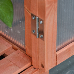 Outsunny 3 Shelf Orange Wooden Polycarbonate Cold Frame Greenhouse 2.6 x 1.5ft - thumbnail 3