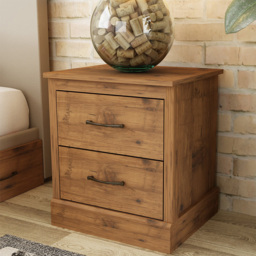 Camford Oak 2 Drawer Bedside Table - thumbnail 2