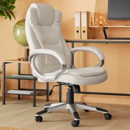 tectake Zulu White Office Chair with Padded Armrest - thumbnail 1