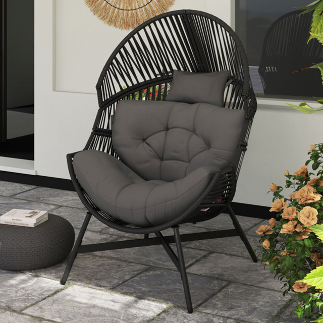 Outsunny Charcoal Grey Rattan Garden Egg Chair - image 1