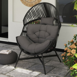 Outsunny Charcoal Grey Rattan Garden Egg Chair