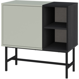Decortie Mona Ash Green and Black Wood Single Door 2 Shelf Mini Console Table - thumbnail 2