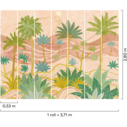 Grandeco Palm Spring Scene Pink 7 Lane Wall Mural - thumbnail 4