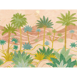 Grandeco Palm Spring Scene Pink 7 Lane Wall Mural - thumbnail 3