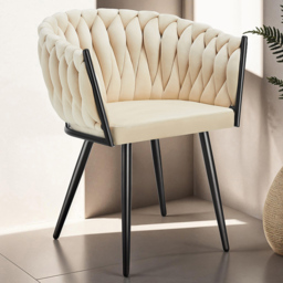 tectake Astano Sand Velvet Knot Design Padded Dining Chair Set of 2
