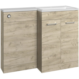 Bathstore Panama 2 Door Oak Right Hand Basin and WC Unit 1000mm - thumbnail 1