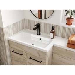 Bathstore Panama 2 Door Oak Right Hand Basin and WC Unit 1000mm - thumbnail 3