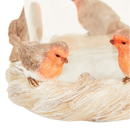 Brown Robin Christmas Candle Holder 13cm - thumbnail 2
