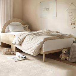 Flair Noah Oak and White Single Bed Frame with Curved Headboard