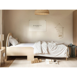 Flair Noah Oak and White Single Bed Frame with Curved Headboard - thumbnail 4