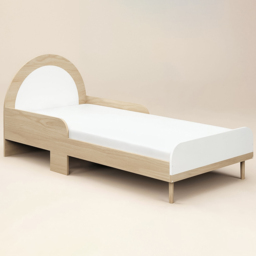 Flair Noah Oak and White Single Bed Frame with Curved Headboard - thumbnail 2