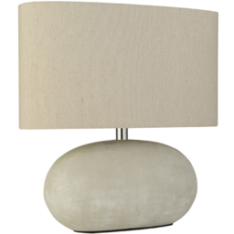 Lighting Collection Amell Grey Fabric Shade Table Lamp