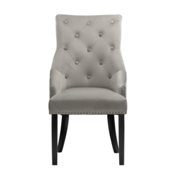 Set of 2 Annabelle Velvet Dining Chairs - Grey - thumbnail 4