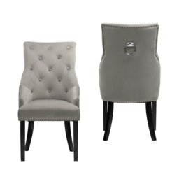 Set of 2 Annabelle Velvet Dining Chairs - Grey - thumbnail 2