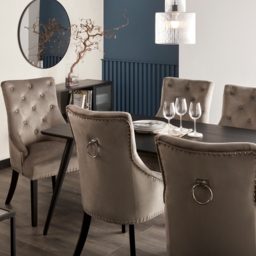 Set of 2 Annabelle Velvet Dining Chairs - Grey - thumbnail 1