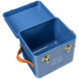 Burgon and Ball New Cotswold Blue Mini Seed Storage Tin with Leather Handle - thumbnail 4