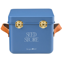 Burgon and Ball New Cotswold Blue Mini Seed Storage Tin with Leather Handle - thumbnail 3