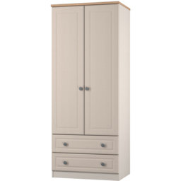 Crowndale Norfolk Kashmir Ash and Bardolino Oak 2 Door 2 Drawer Wardrobe Ready Assembled - thumbnail 3