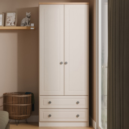 Crowndale Norfolk Kashmir Ash and Bardolino Oak 2 Door 2 Drawer Wardrobe Ready Assembled - thumbnail 1