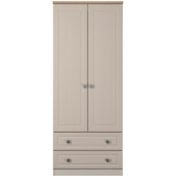 Crowndale Norfolk Kashmir Ash and Bardolino Oak 2 Door 2 Drawer Wardrobe Ready Assembled - thumbnail 2
