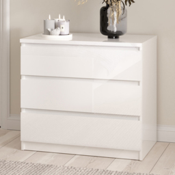 Florence 3 Drawer White High Gloss Chest of Drawers - thumbnail 1