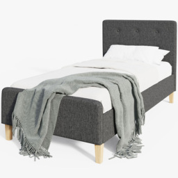 GFW Ashbourne Single Grey Bed Frame - thumbnail 2