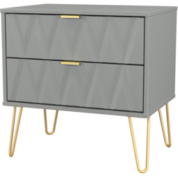 Crowndale Diamond 2 Drawer Dusk Grey Side Table Ready Assembled - thumbnail 4
