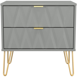 Crowndale Diamond 2 Drawer Dusk Grey Side Table Ready Assembled - thumbnail 2