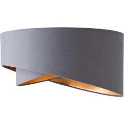 ValueLights Trekan 2 Layer Fabric Grey with Metallic Copper Inner Pendant Lamp Shade 40cm